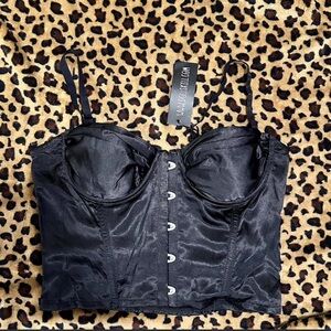 Dolls Kill Black Satin Bustier Camisole
